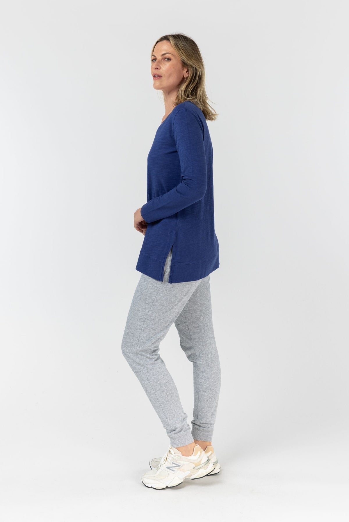 cloth+paper+scissors Tees V Neck Side Split Tee - Limoges Blue