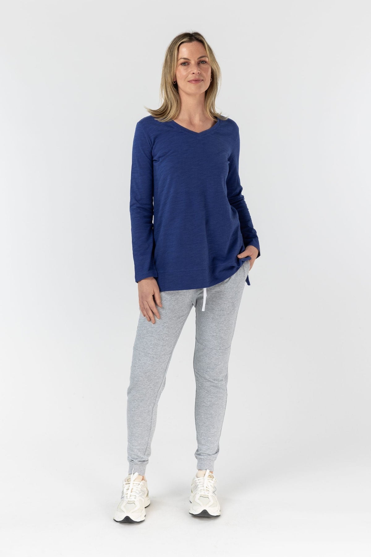 cloth+paper+scissors Tees V Neck Side Split Tee - Limoges Blue