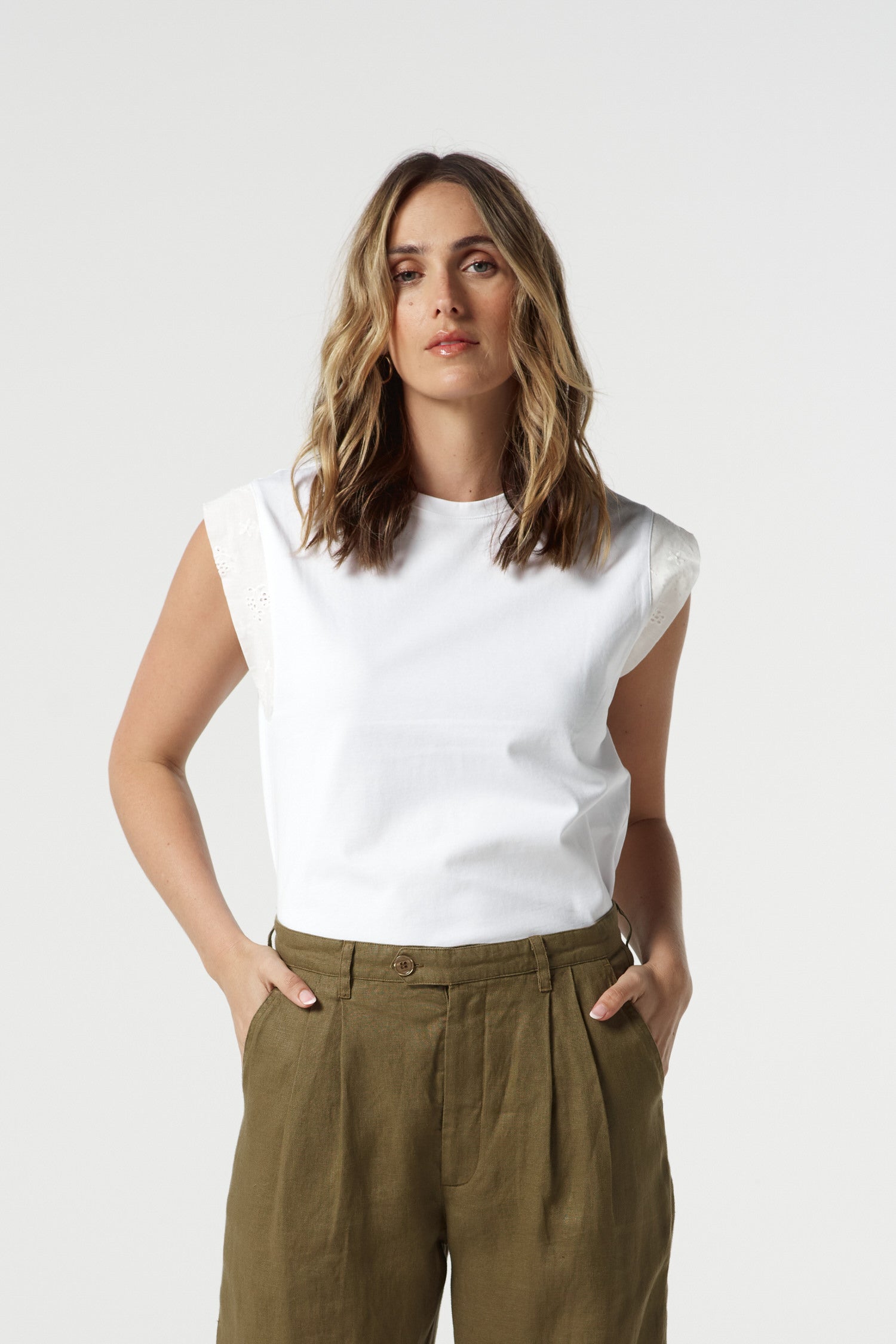 Dawn Cotton Muscle Tee - White by Goondiwindi Cotton. Timeless women’s fashion using natural fibres and classic shapes