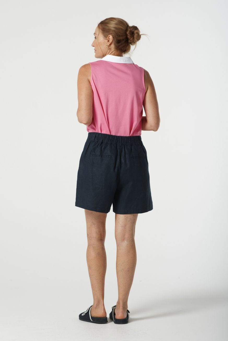 Goondiwindi Cotton Tees Reef Cotton Contrast Sleeveless Polo - Pink Cosmos