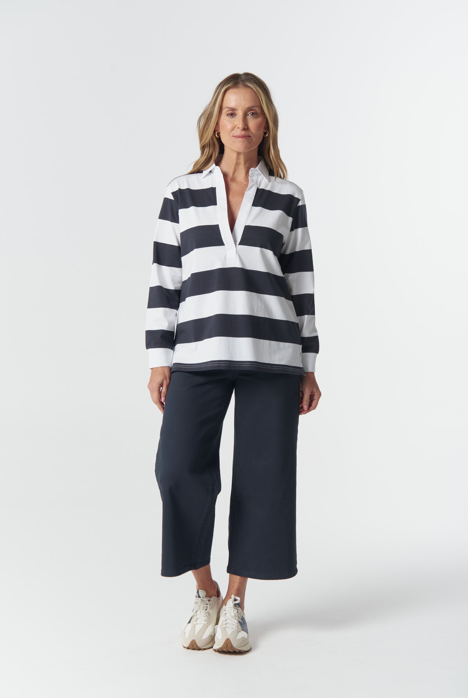 Goondiwindi Cotton Rugbys Overland Cotton Rugby Top - Dark Navy/White