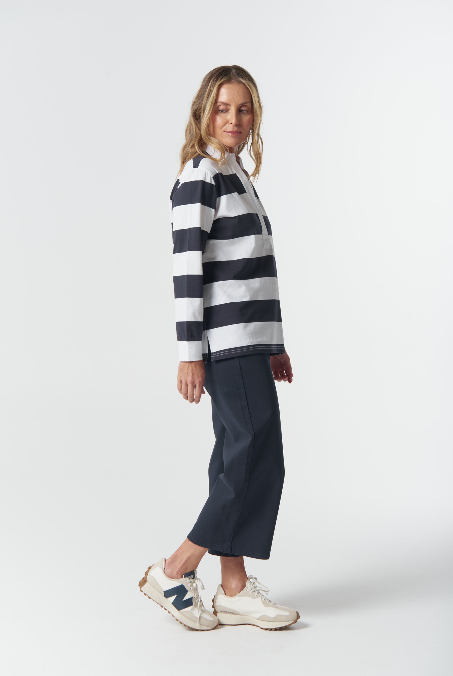 Goondiwindi Cotton Rugbys Overland Cotton Rugby Top - Dark Navy/White
