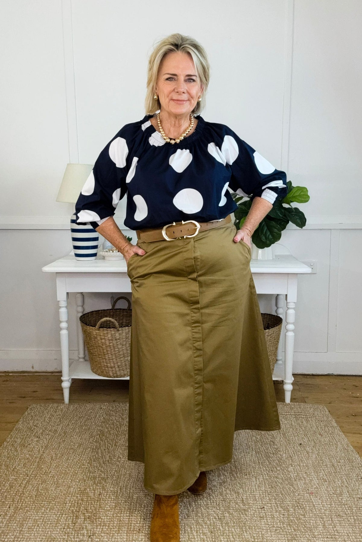 Goondiwindi Cotton Bottoms A-Line Button Through Skirt - Tobacco