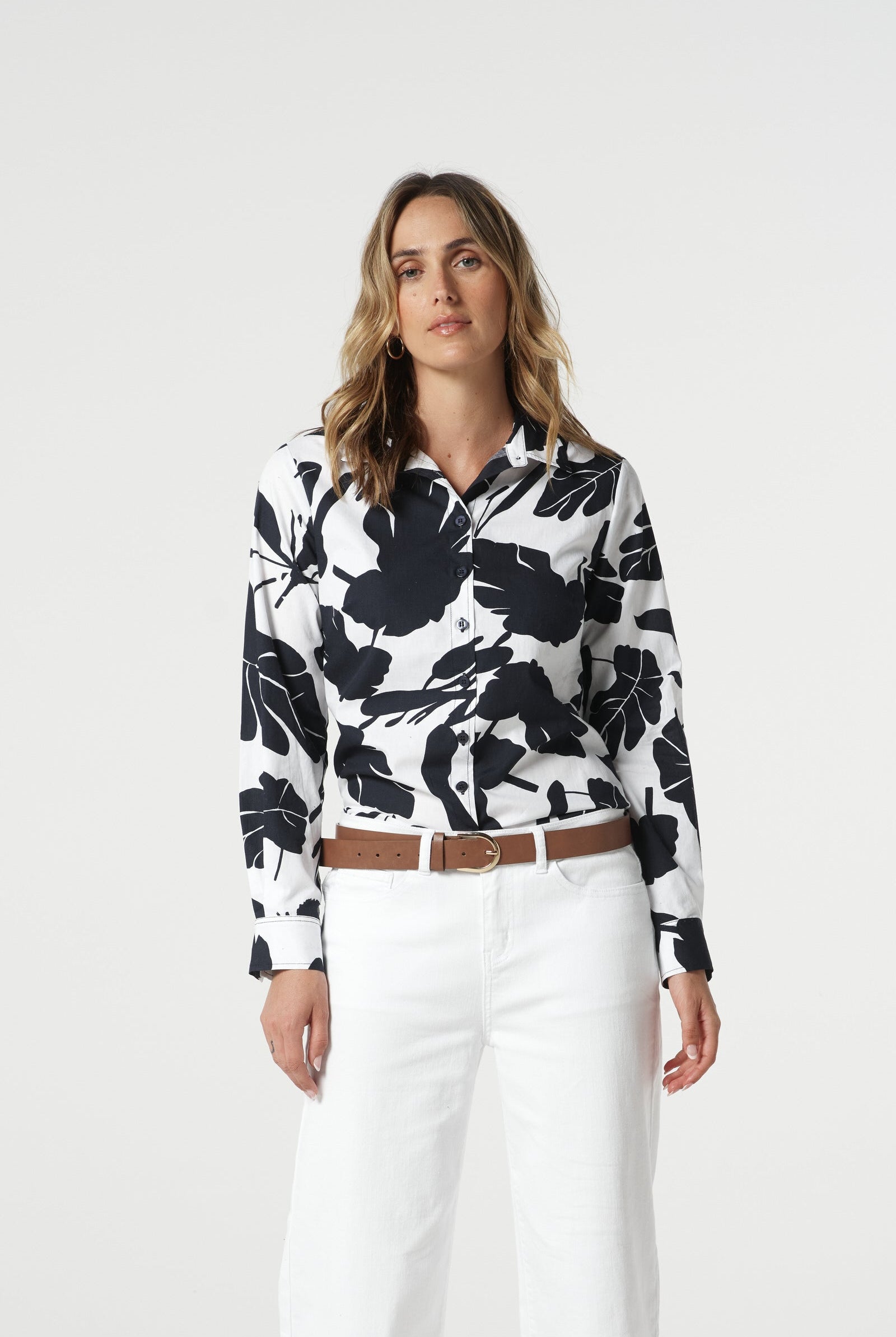Goondiwindi Cotton Blouses Cotton Classic Shirt - Block Leaf