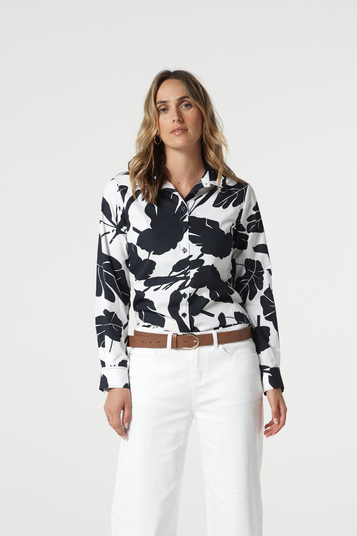Goondiwindi Cotton Blouses Cotton Classic Shirt - Block Leaf