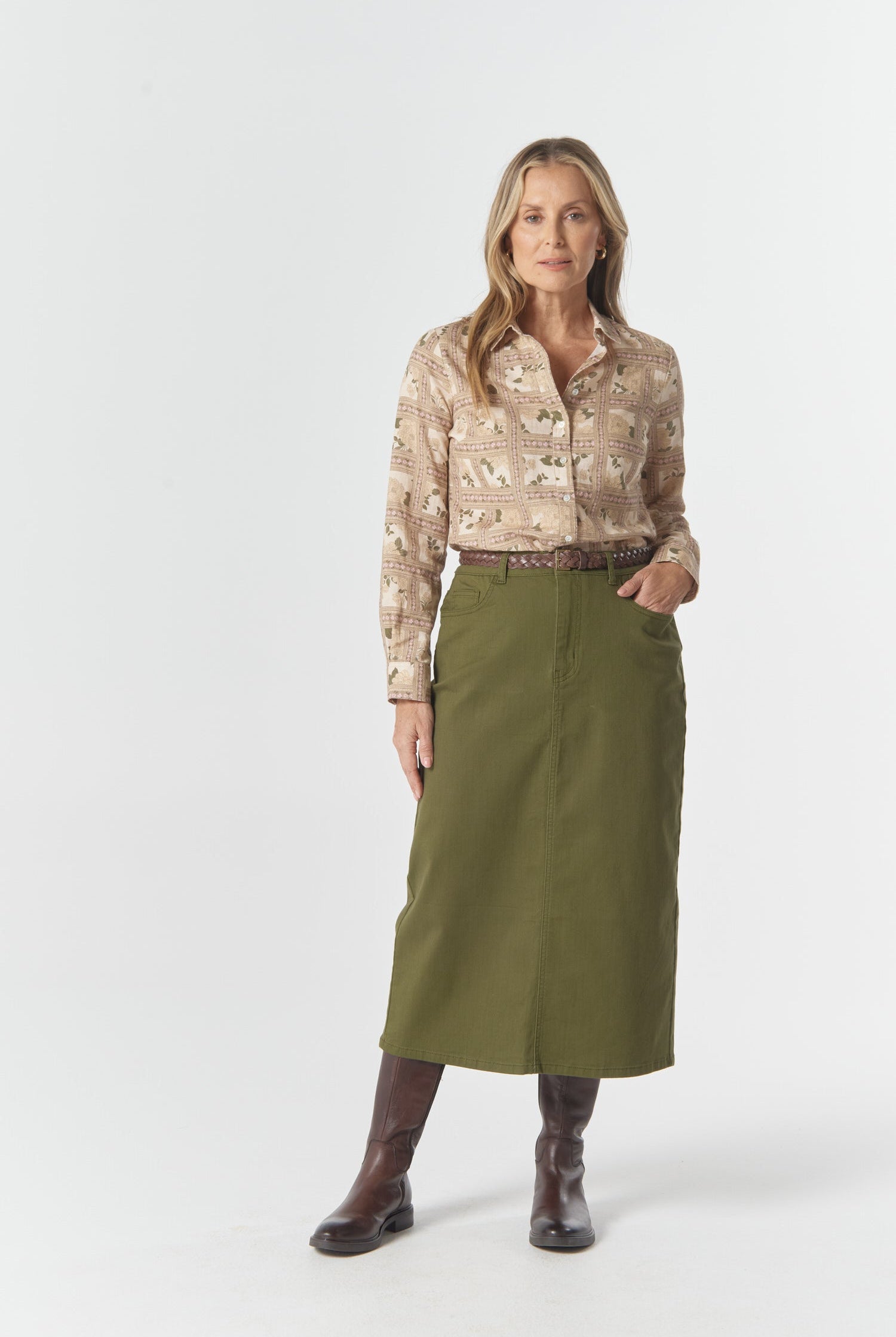 Goondiwindi Cotton Blouses Classic Linen/Cotton Shirt - Texas Print