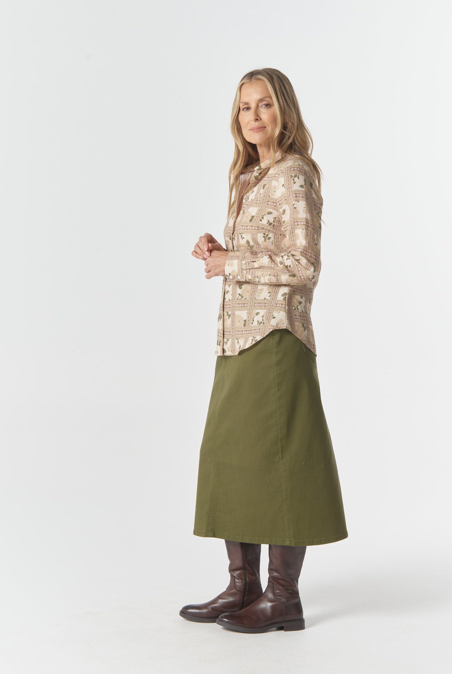 Goondiwindi Cotton Blouses Classic Linen/Cotton Shirt - Texas Print