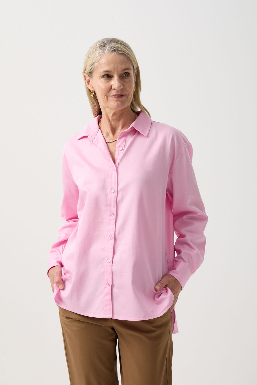 Goondiwindi Cotton Blouses Bloom Oversized Basic Shirt - Pink