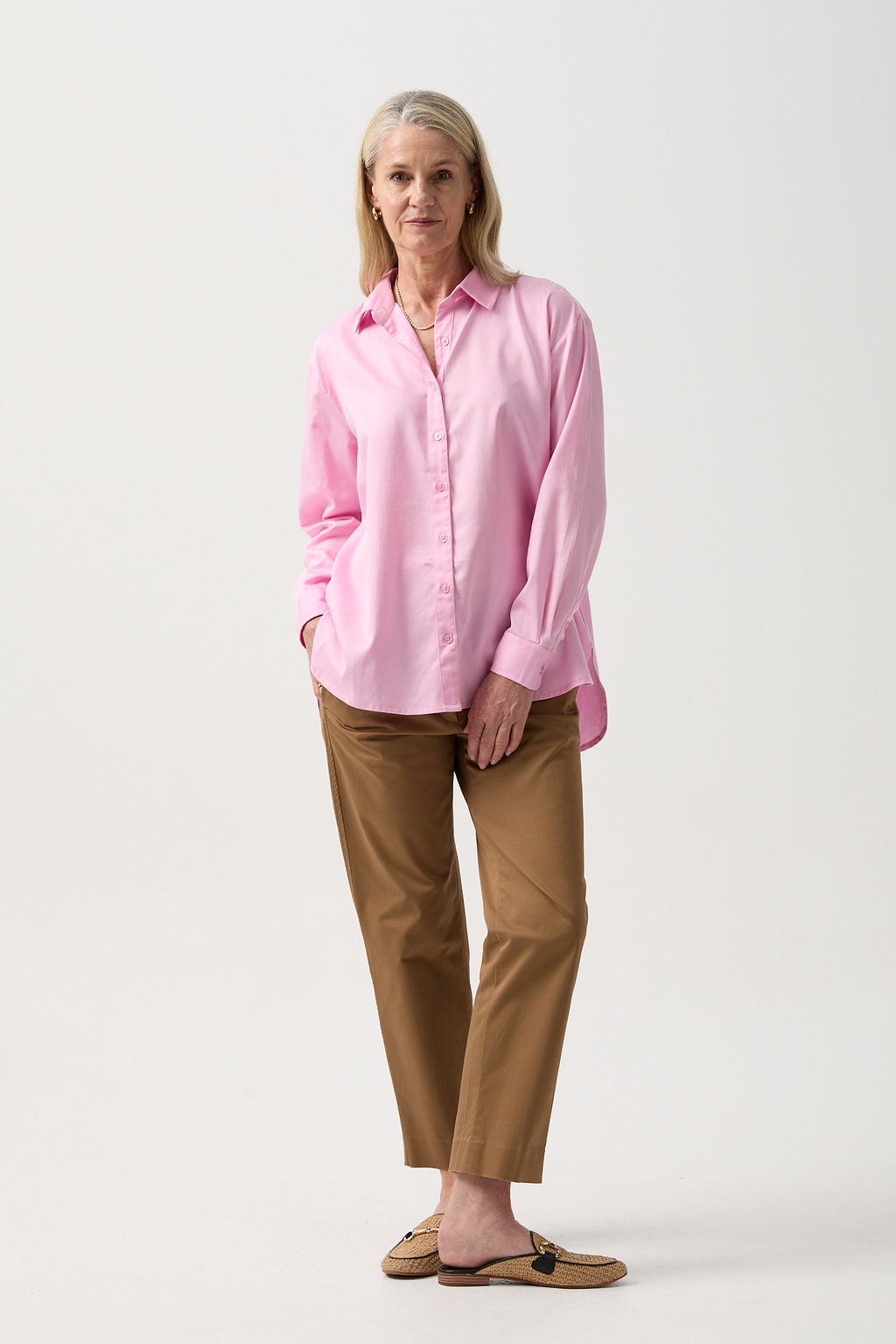 Goondiwindi Cotton Blouses Bloom Oversized Basic Shirt - Pink