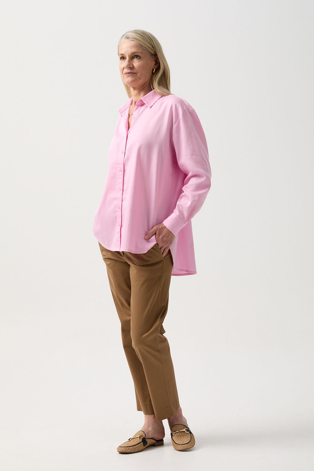 Goondiwindi Cotton Blouses Bloom Oversized Basic Shirt - Pink