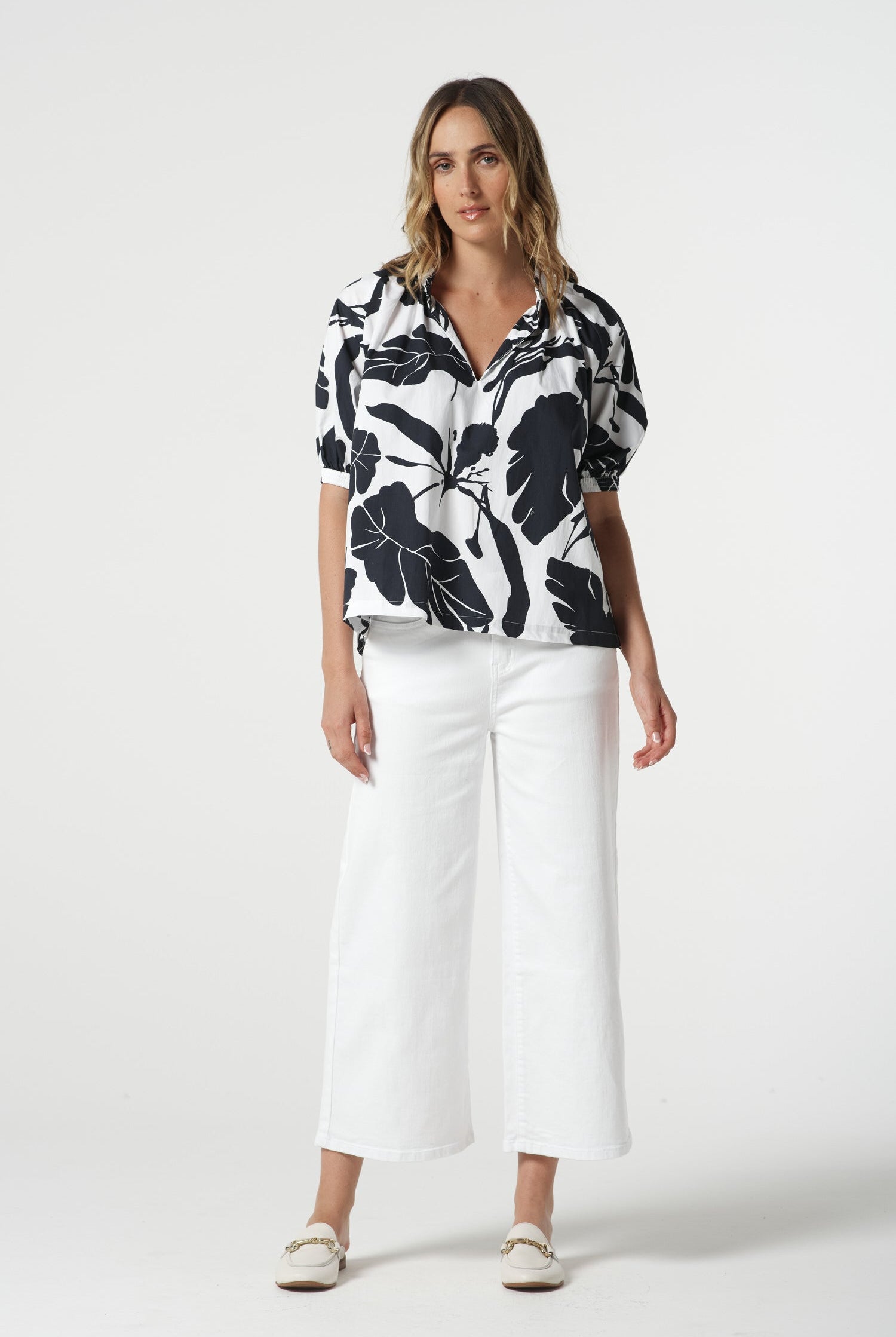 Glimmer Cotton Blouse - Block Leaf by Goondiwindi Cotton. Timeless women’s fashion using natural fibres and classic shapes