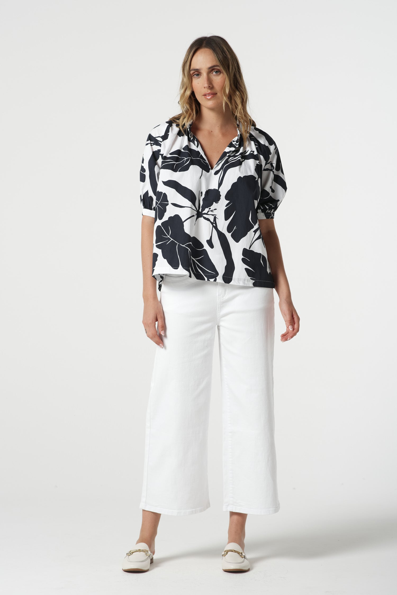 Glimmer Cotton Blouse - Block Leaf by Goondiwindi Cotton. Timeless women’s fashion using natural fibres and classic shapes