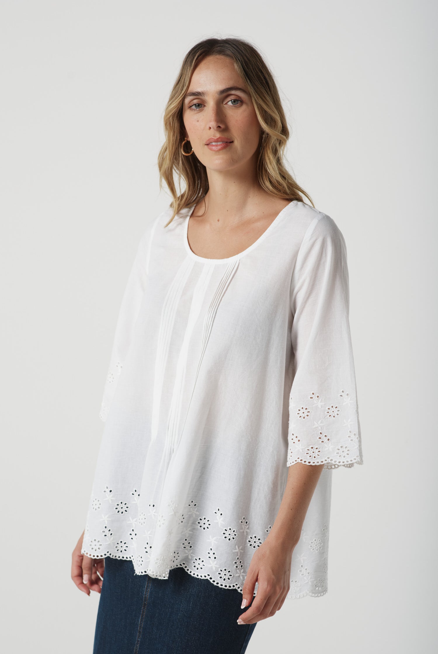 Field Cotton Trapeze Blouse - White by Goondiwindi Cotton. Timeless women’s fashion using natural fibres and classic shapes