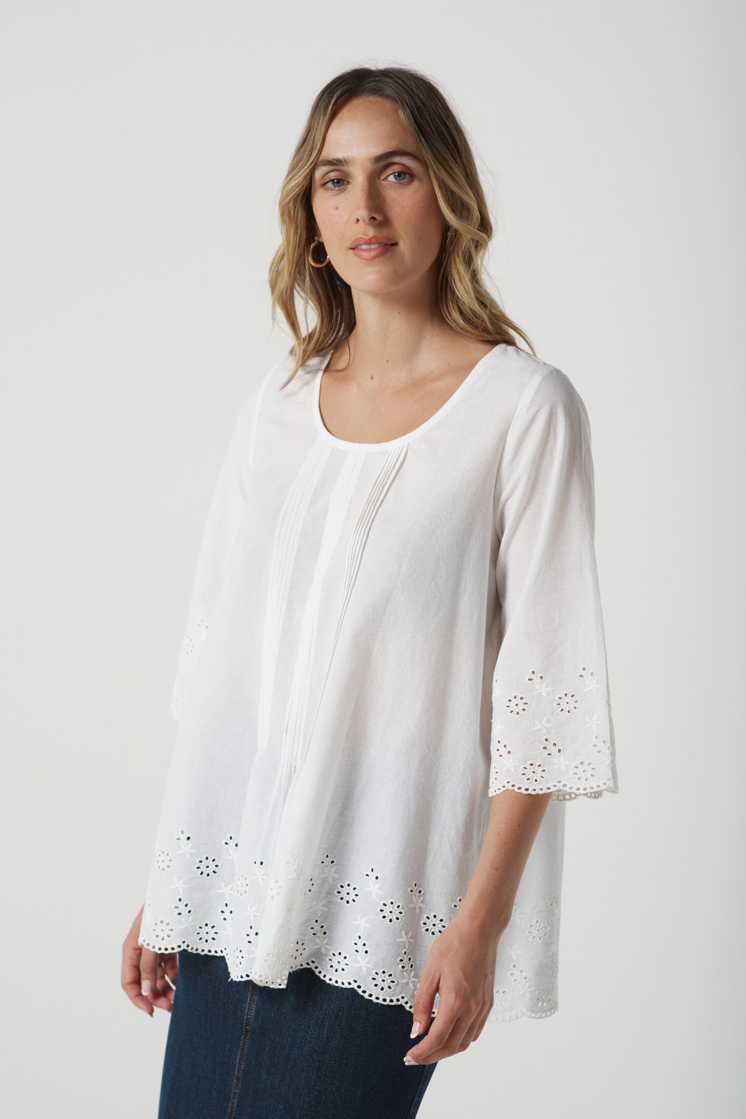 Field Cotton Trapeze Blouse - White by Goondiwindi Cotton. Timeless women’s fashion using natural fibres and classic shapes