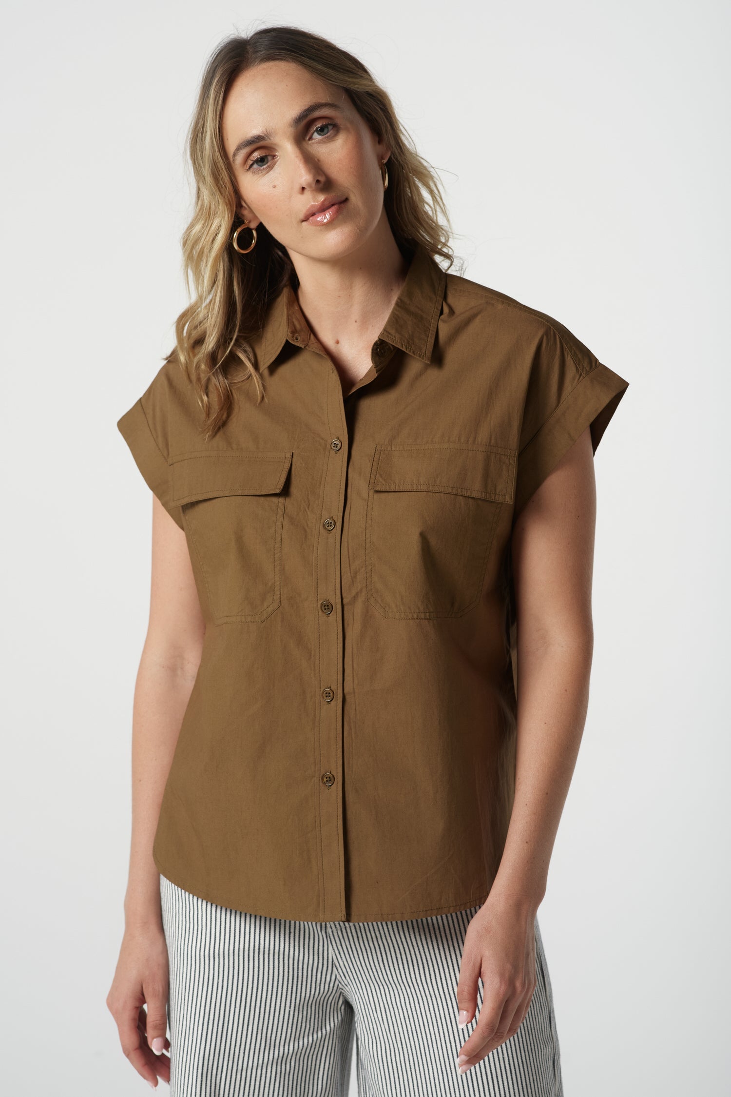 Rust Cotton Pocket Shirt - Otter by Goondiwindi Cotton. Timeless women’s fashion using natural fibres and classic shapes