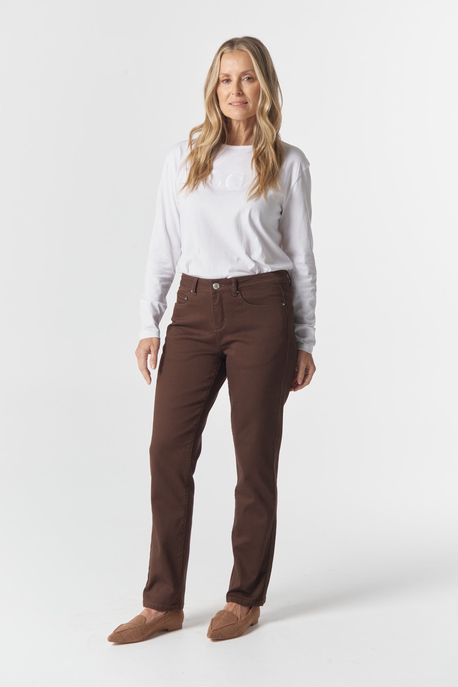 5 Pocket Jean - Chocolate by Goondiwindi Cotton. Timeless women’s fashion using natural fibres and classic shapes