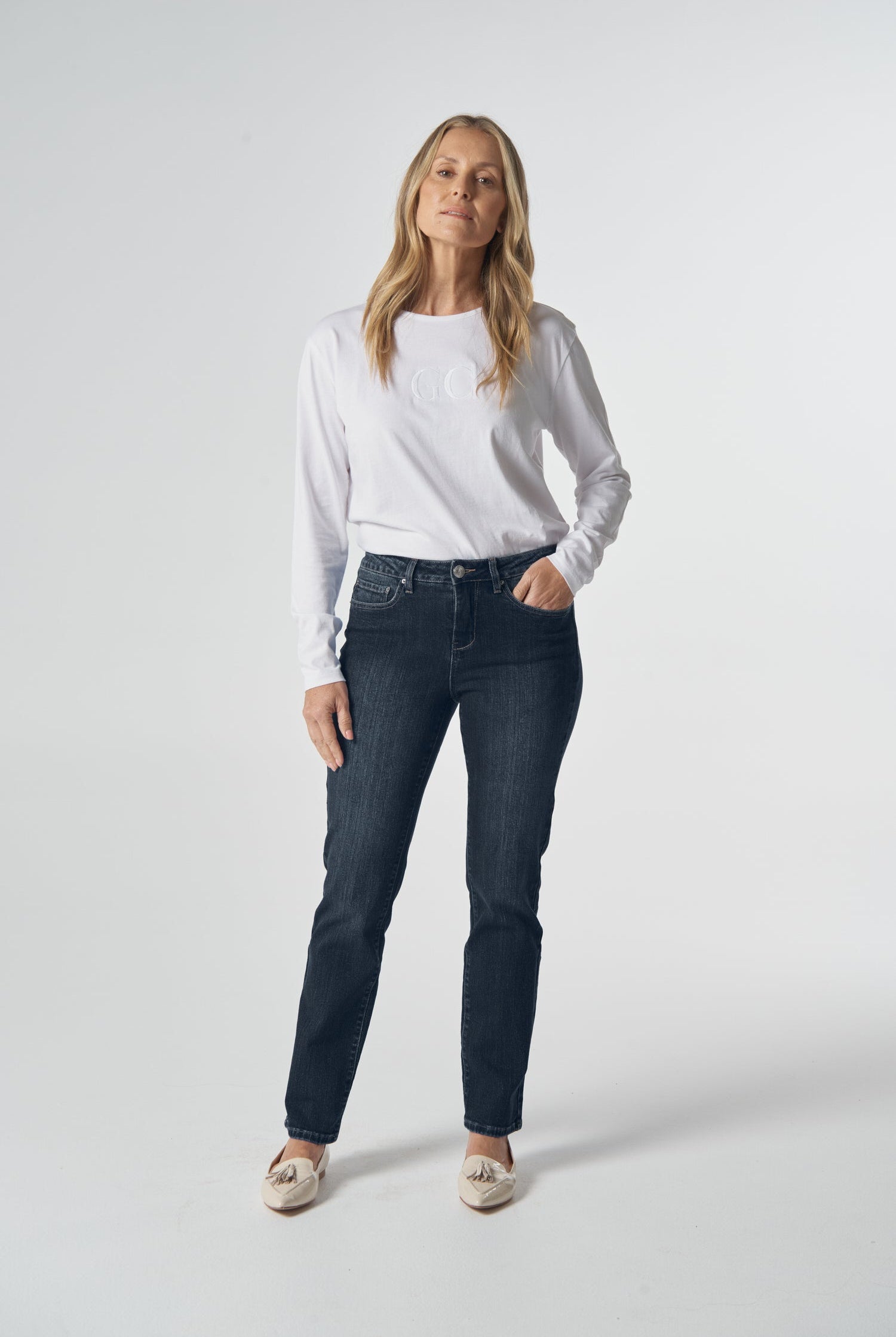 5 Pocket Jean - Dark Indigo by Goondiwindi Cotton. Timeless women’s fashion using natural fibres and classic shapes