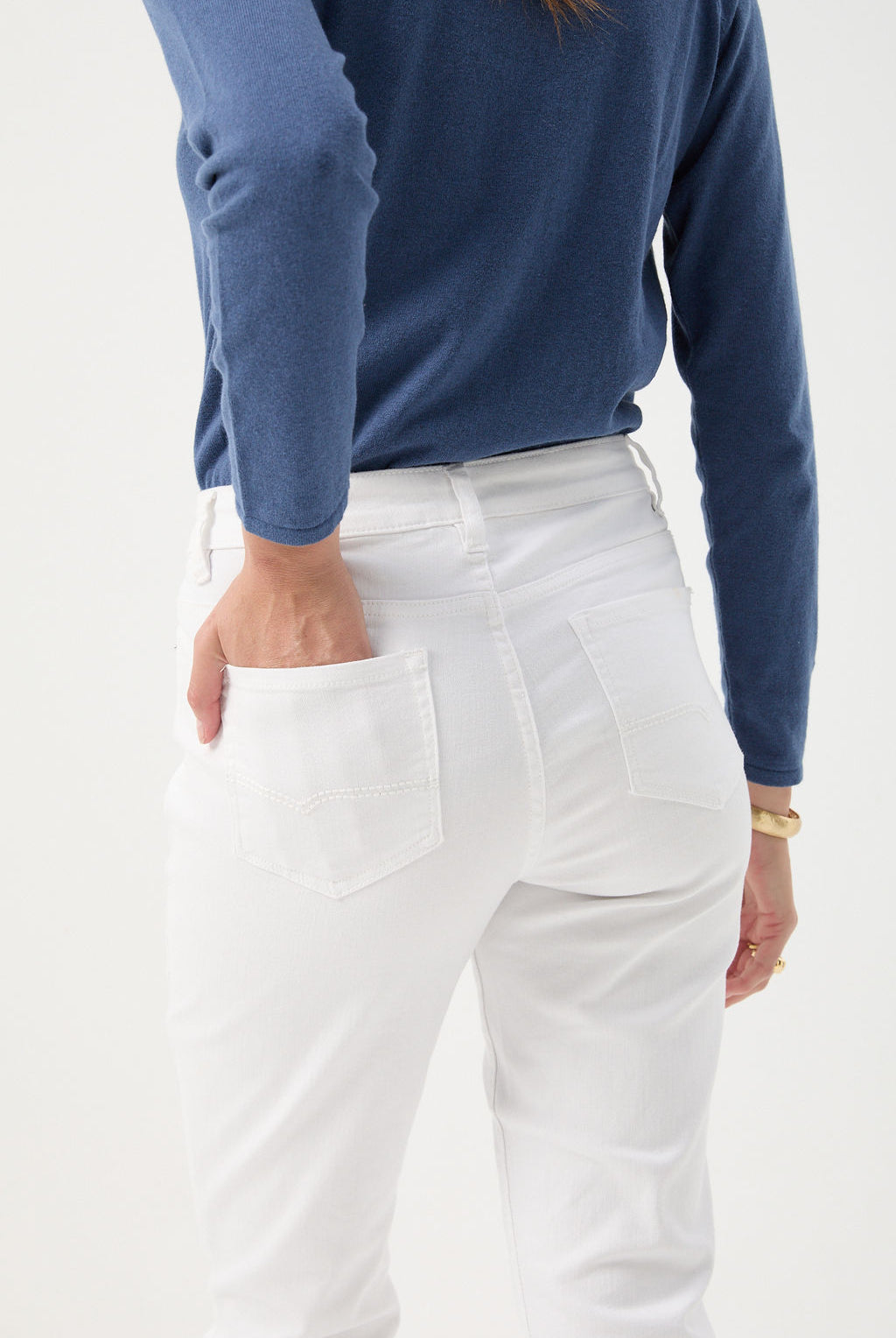5 Pocket Jean - White by Goondiwindi Cotton. Timeless women’s fashion using natural fibres and classic shapes