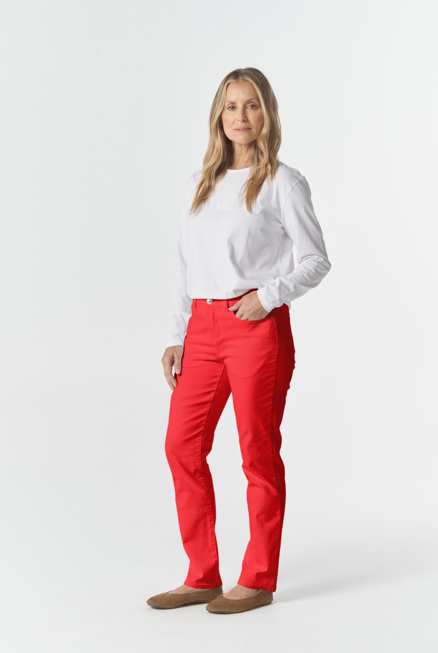 Goondiwindi Cotton Bottoms 5 Pocket Fitted Jean - Poinsettia