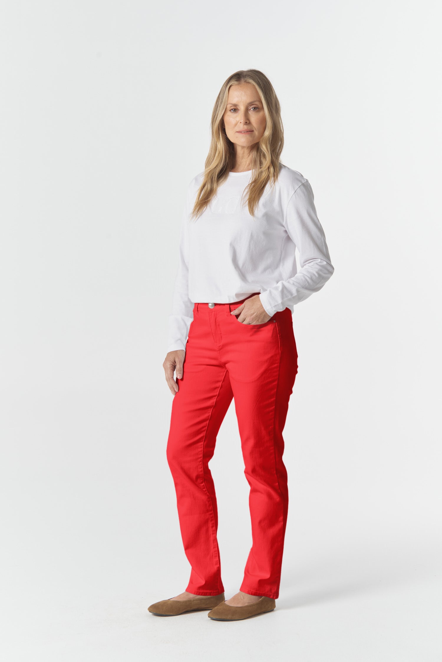 Goondiwindi Cotton Bottoms 5 Pocket Fitted Jean - Poinsettia