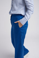 Straight Leg Flat Front Linen Pant Opal Blue
