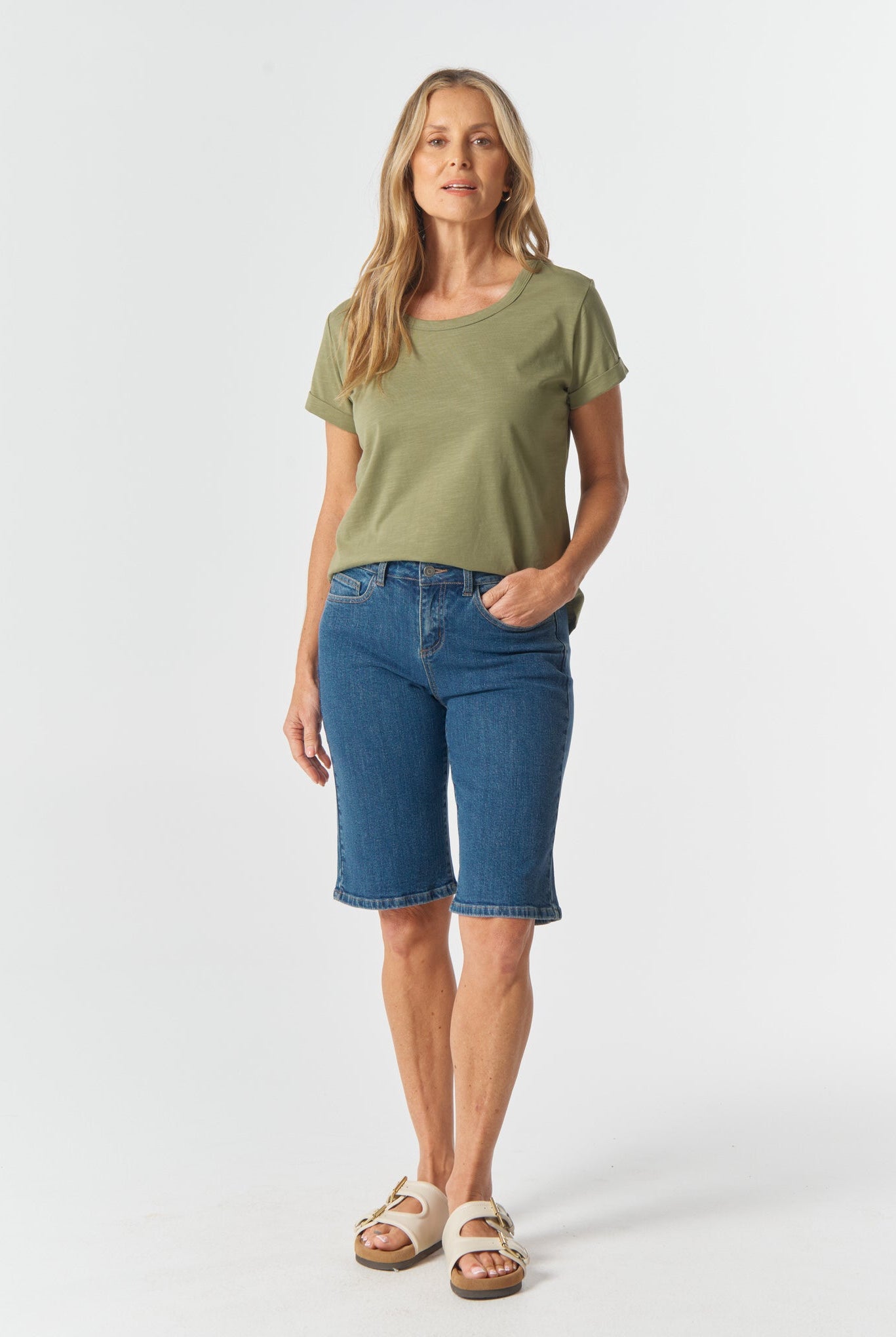 Goondiwindi Cotton Bottoms 5 Pocket Denim Shorts - Denim Blue