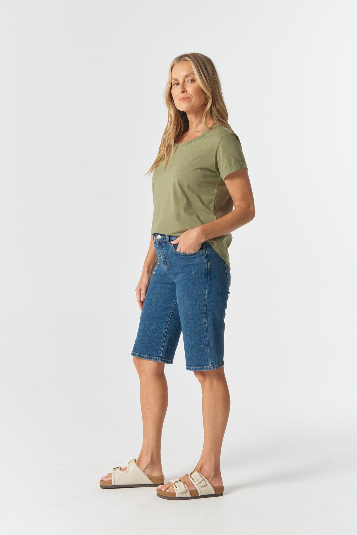 Goondiwindi Cotton Bottoms 5 Pocket Denim Shorts - Denim Blue