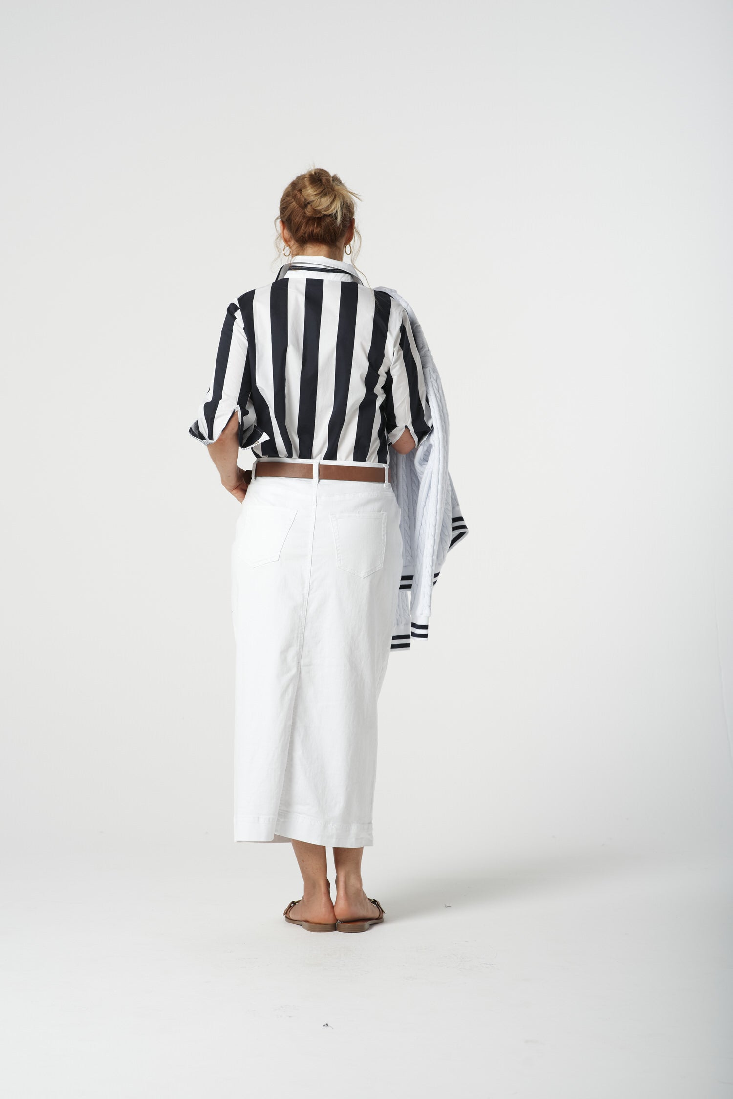 Goondiwindi Cotton Bottoms 5 Pocket Straight Maxi Skirt - White