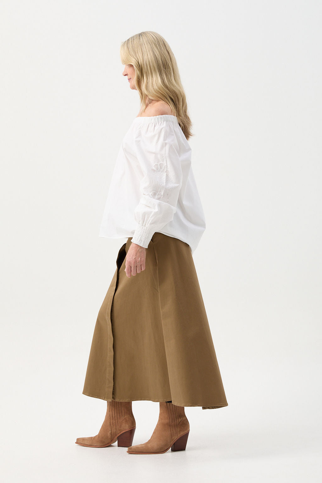 Goondiwindi Cotton Bottoms A-Line Button Through Skirt - Tobacco