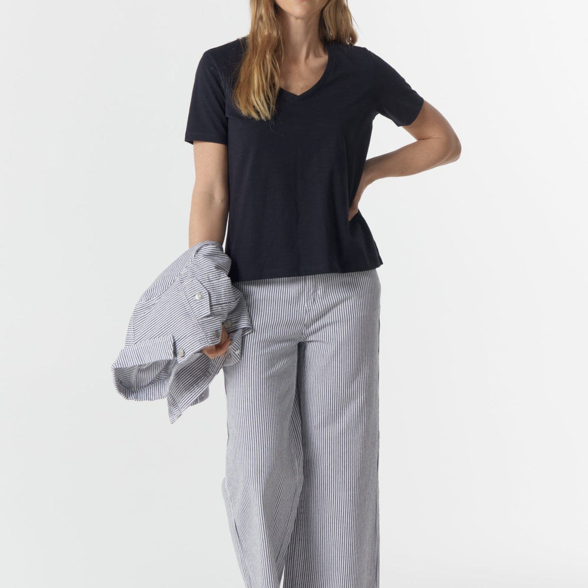 5 Pocket Crop Wide Leg Jean - Denim Blue