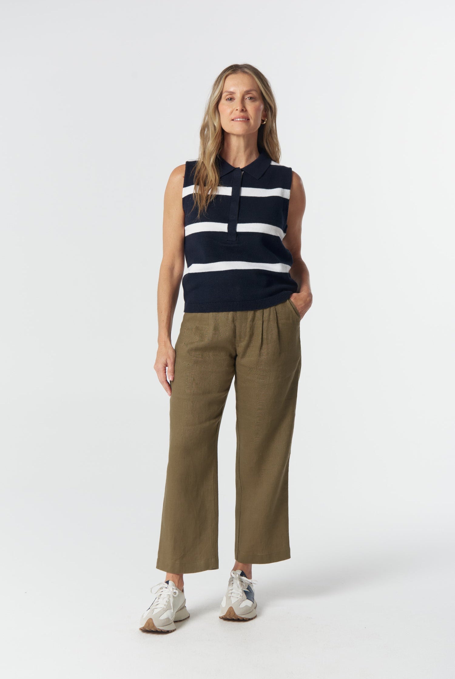 Staple Tailored Linen Pant - Otter by Goondiwindi Cotton. Timeless women’s fashion using natural fibres and classic shapes
