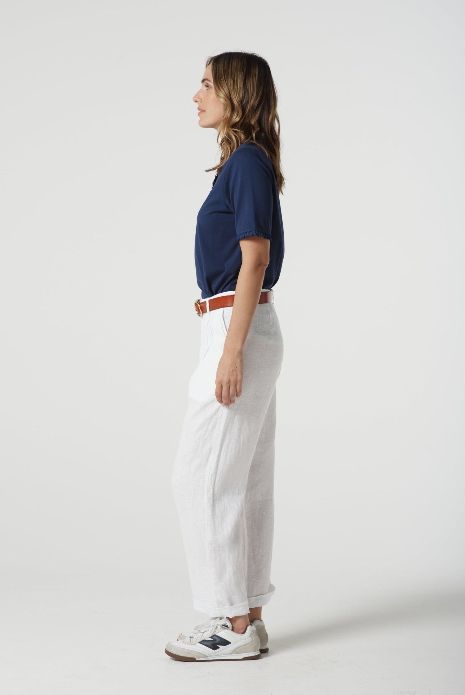 Staple Tailored Linen Pant - White by Goondiwindi Cotton. Timeless women’s fashion using natural fibres and classic shapes