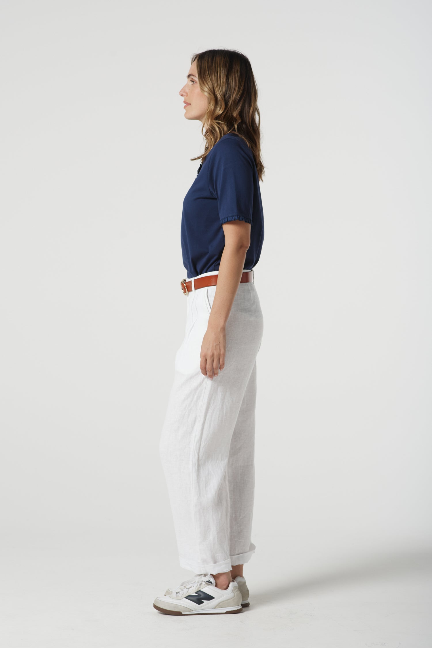 Staple Tailored Linen Pant - White by Goondiwindi Cotton. Timeless women’s fashion using natural fibres and classic shapes