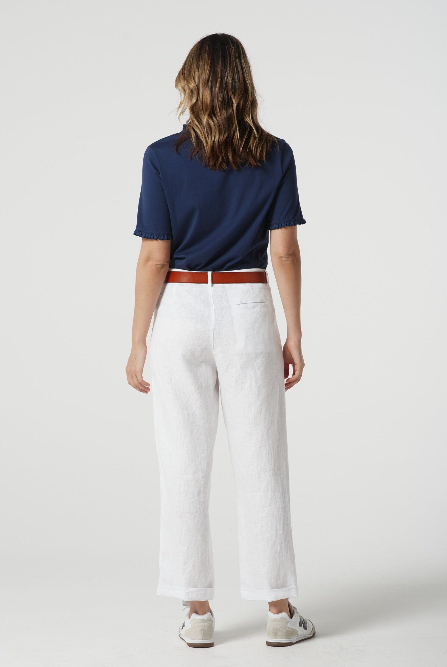 Staple Tailored Linen Pant - White by Goondiwindi Cotton. Timeless women’s fashion using natural fibres and classic shapes