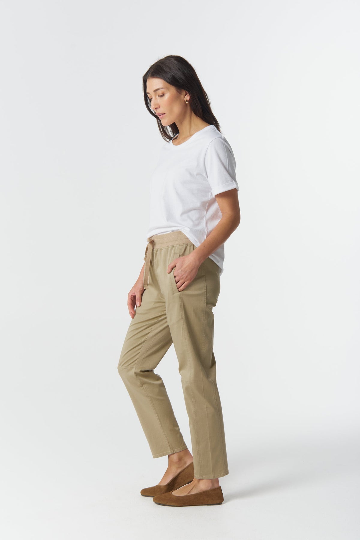 Goondiwindi Cotton Bottoms Weekend Cotton Stretch Jogger - Beige