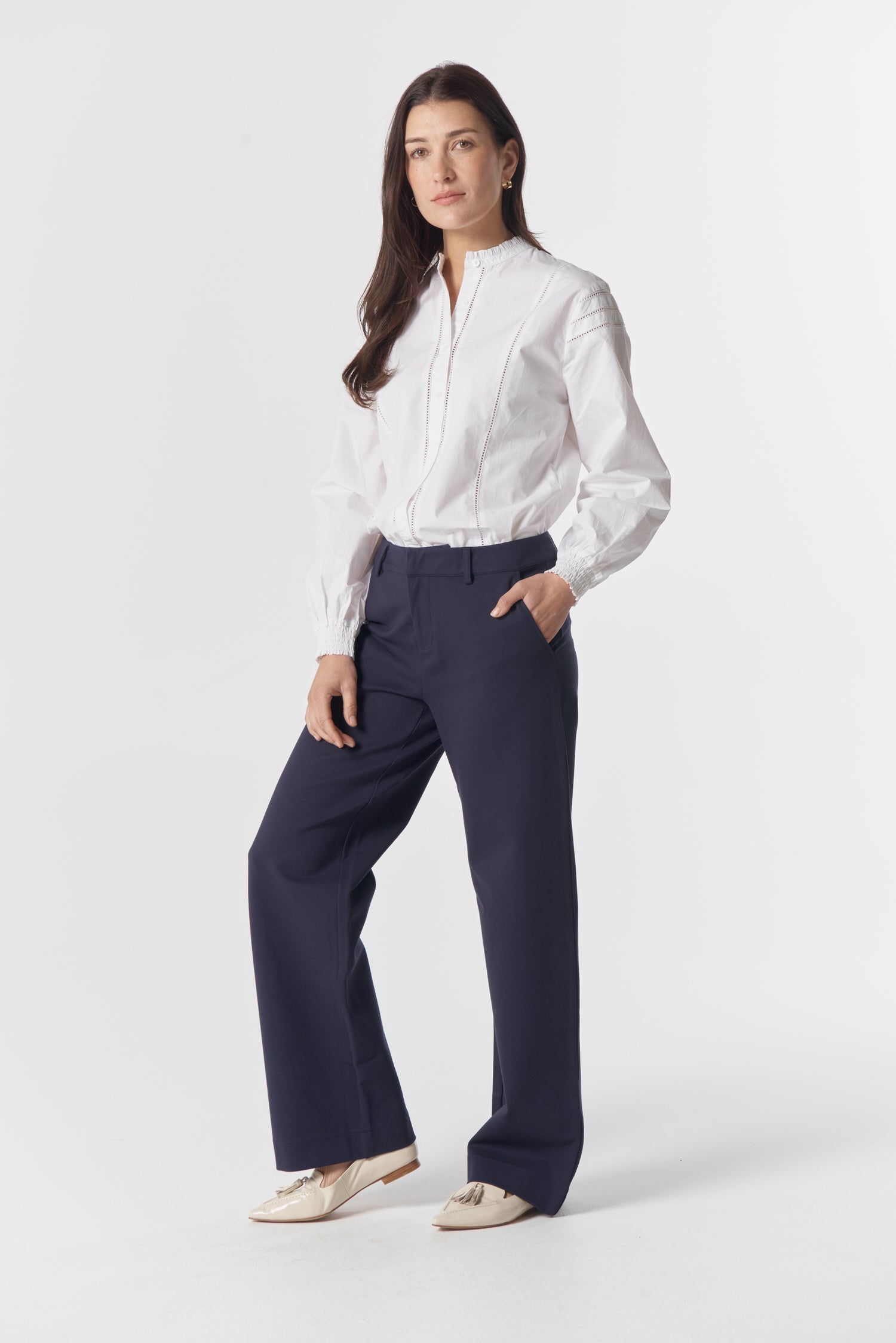 Workday Ponte Pant - Dark Navy by Goondiwindi Cotton. Timeless women’s fashion using natural fibres and classic shapes