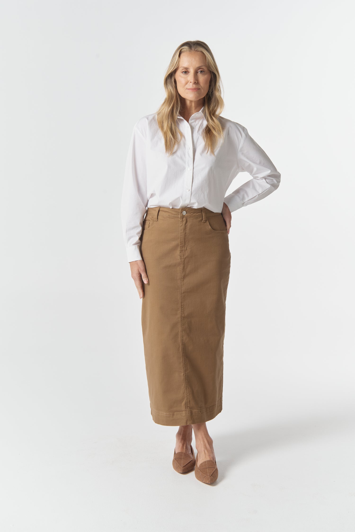 Goondiwindi Cotton Bottoms 5 Pocket Maxi Skirt - Tobacco