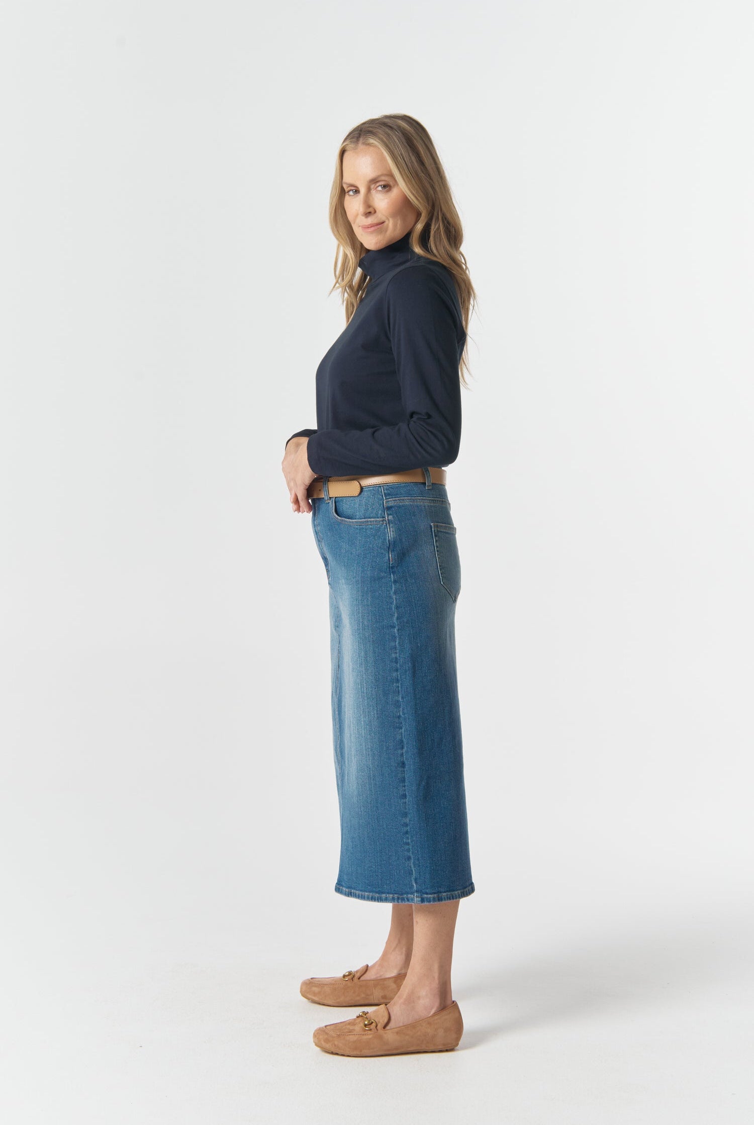 The Traditional Cotton Skivvy - Dark Navy by Goondiwindi Cotton. Timeless women’s fashion using natural fibres and classic shapes