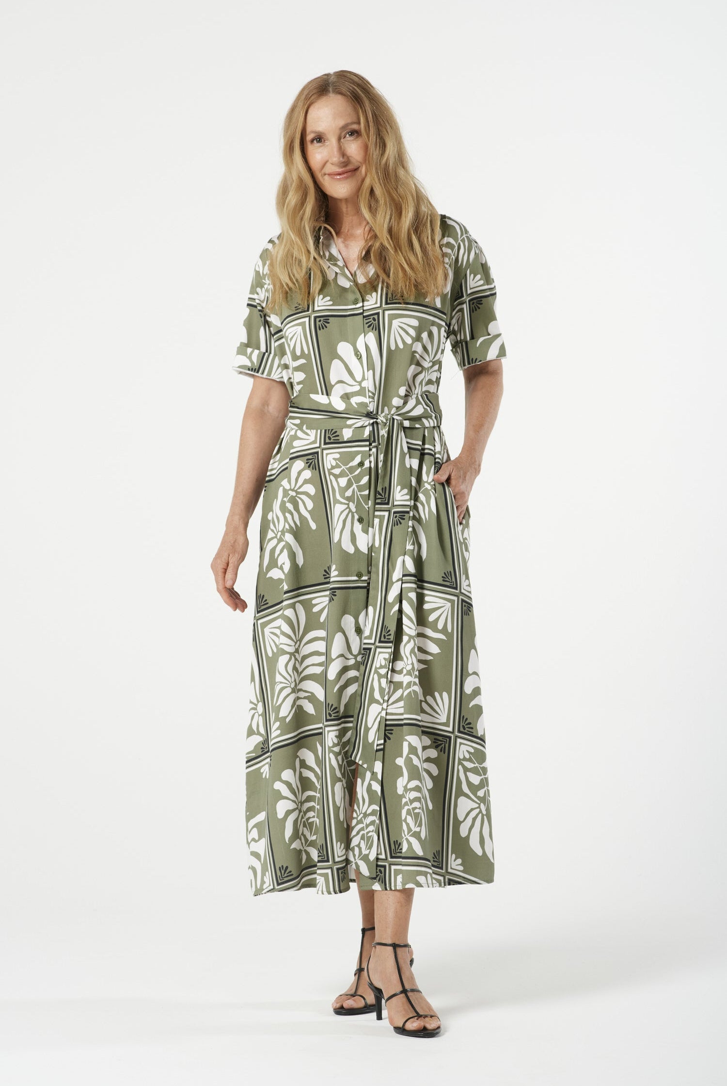 Goondiwindi Cotton Dresses Float Cotton Maxi Shirt Dress - Sage Frames