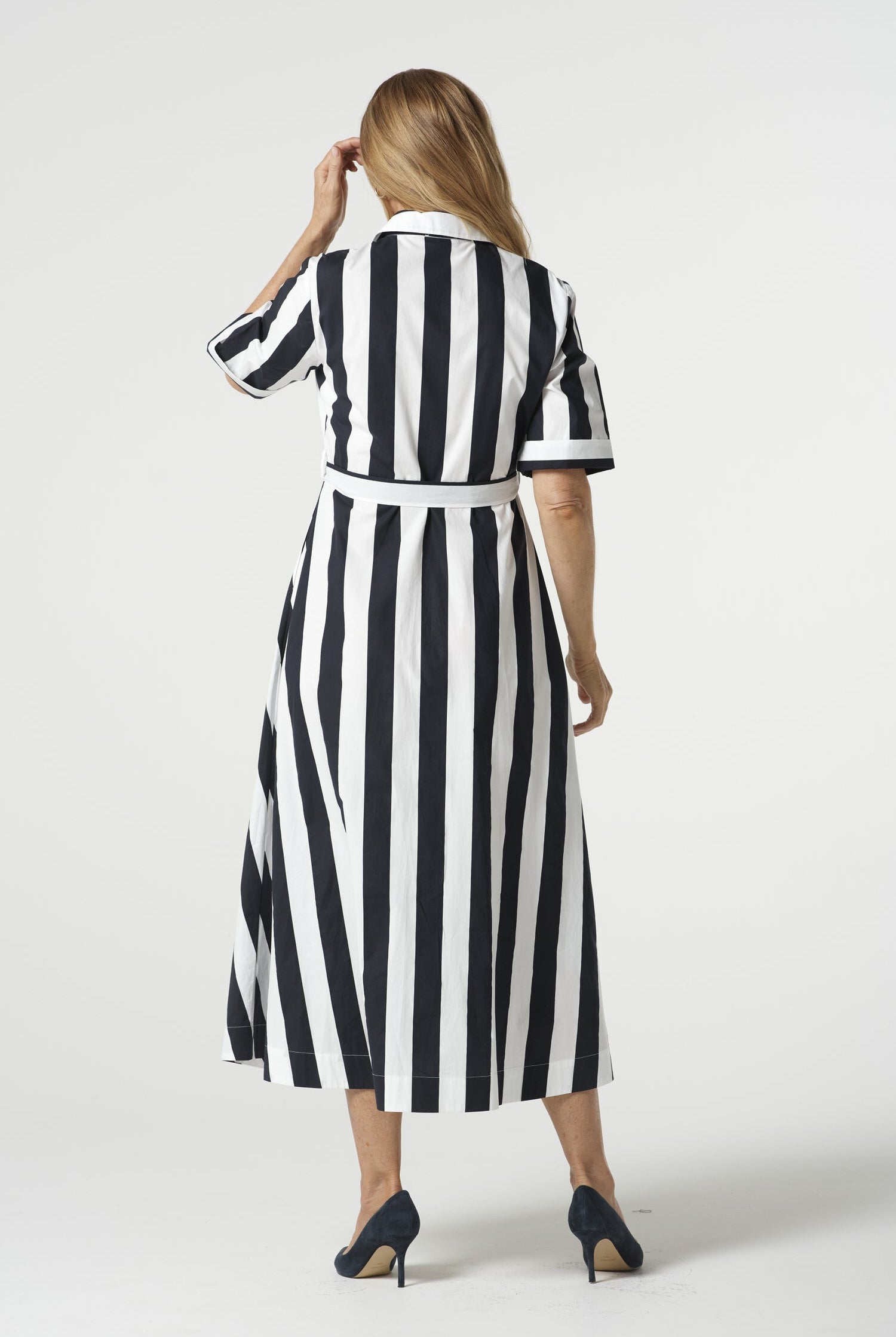 Classic Bias Cut Cotton Dress - Hayman Stripe by Goondiwindi Cotton. Timeless women’s fashion using natural fibres and classic shapes