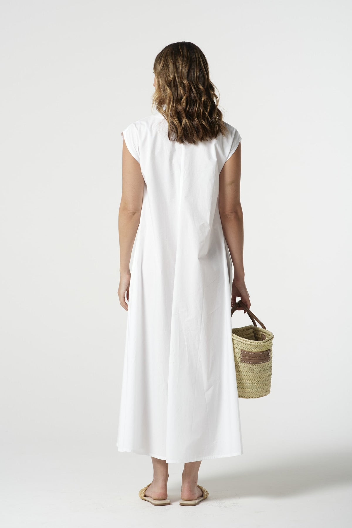 Goondiwindi Cotton Dresses Shell Cotton Cap Sleeve Dress - White
