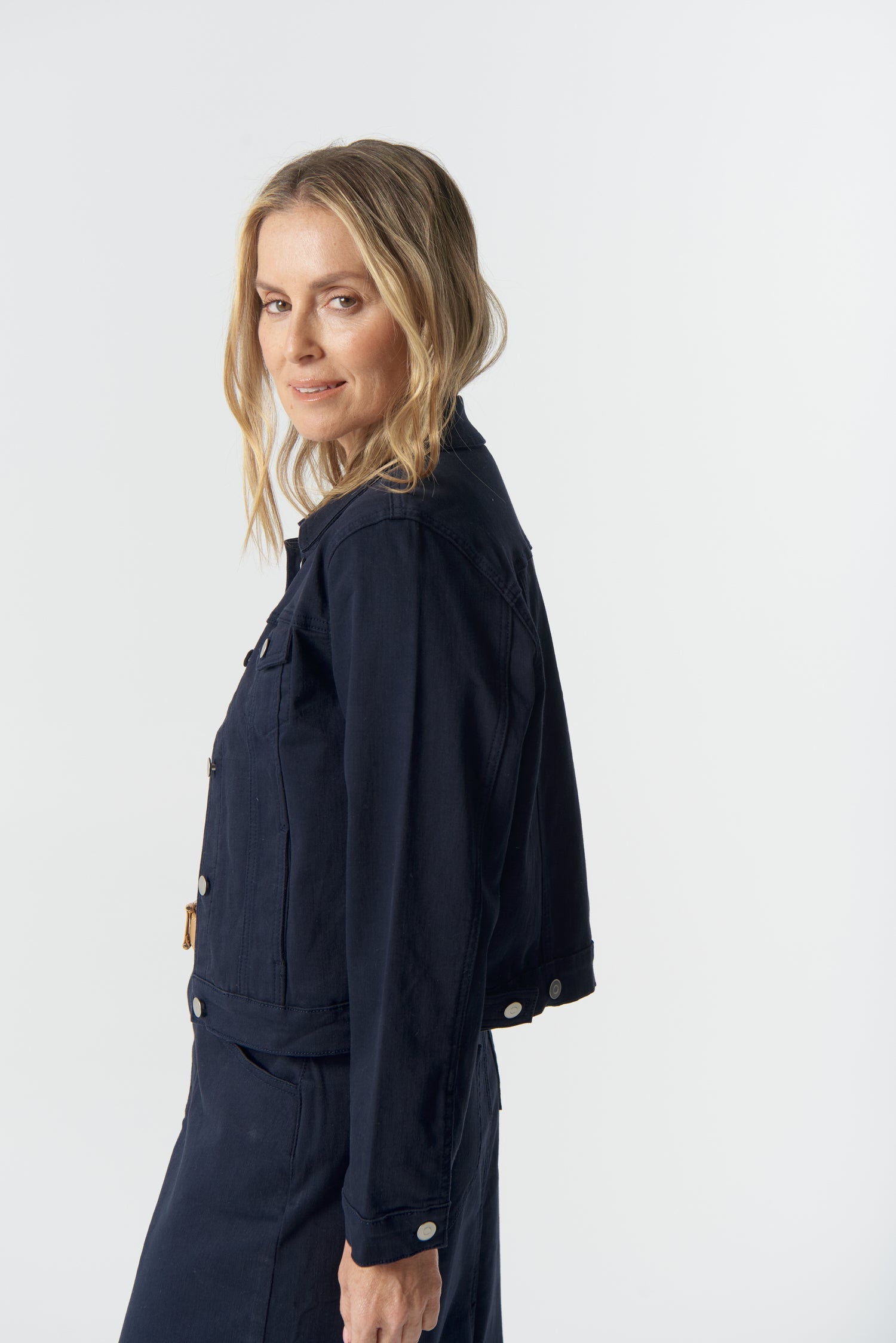 Ray Denim Jacket - Dark Navy by Goondiwindi Cotton. Timeless women’s fashion using natural fibres and classic shapes