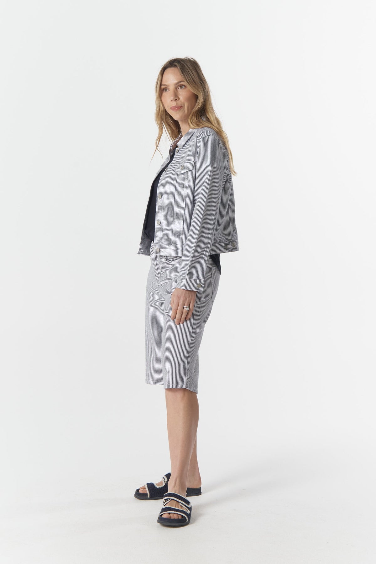 Goondiwindi Cotton Outerwear Ray Denim Jacket - Navy/White