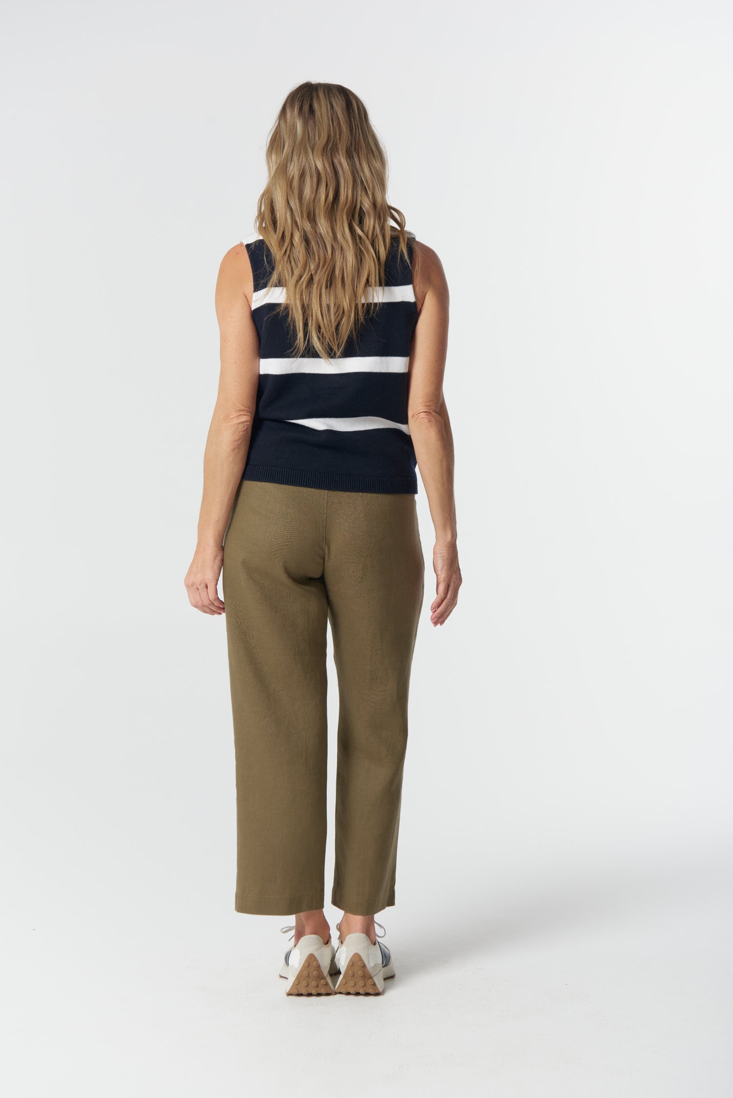 Barley Cotton Knit Vest - Navy/White by Goondiwindi Cotton. Timeless women’s fashion using natural fibres and classic shapes