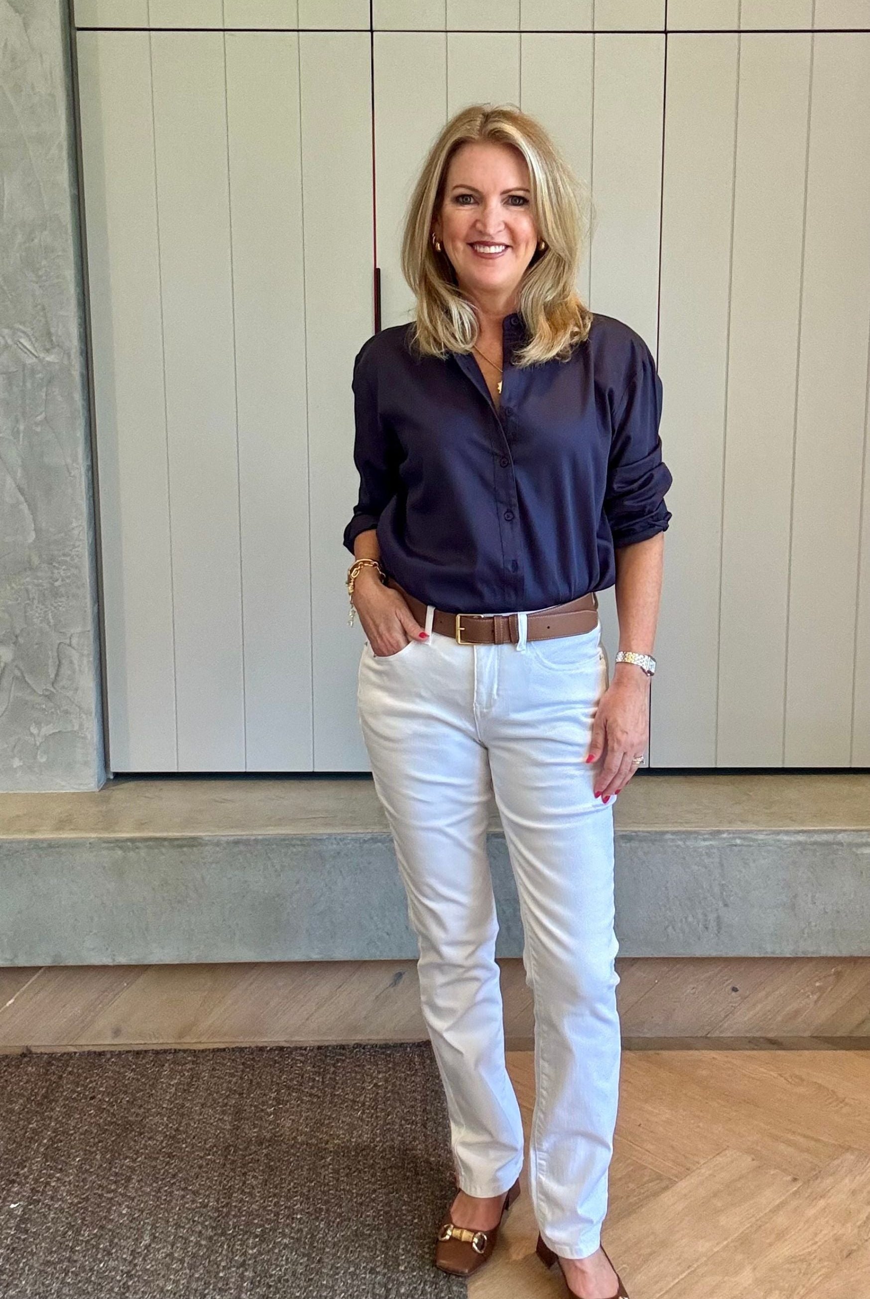 5 Pocket Jean - White by Goondiwindi Cotton. Timeless women’s fashion using natural fibres and classic shapes