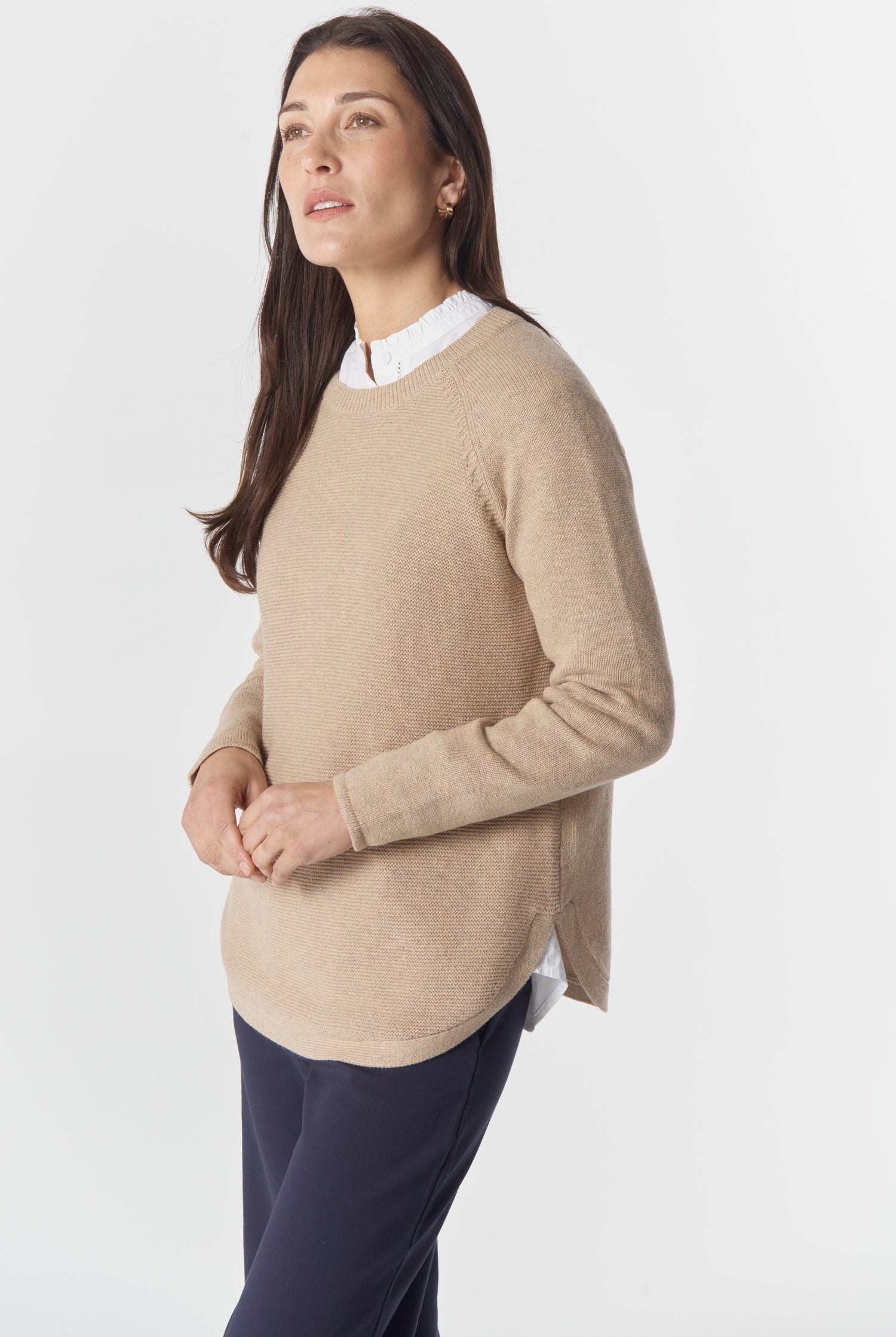 Goondiwindi Cotton Knitwear The Classic Crew Neck Raglan Jumper - Breccia
