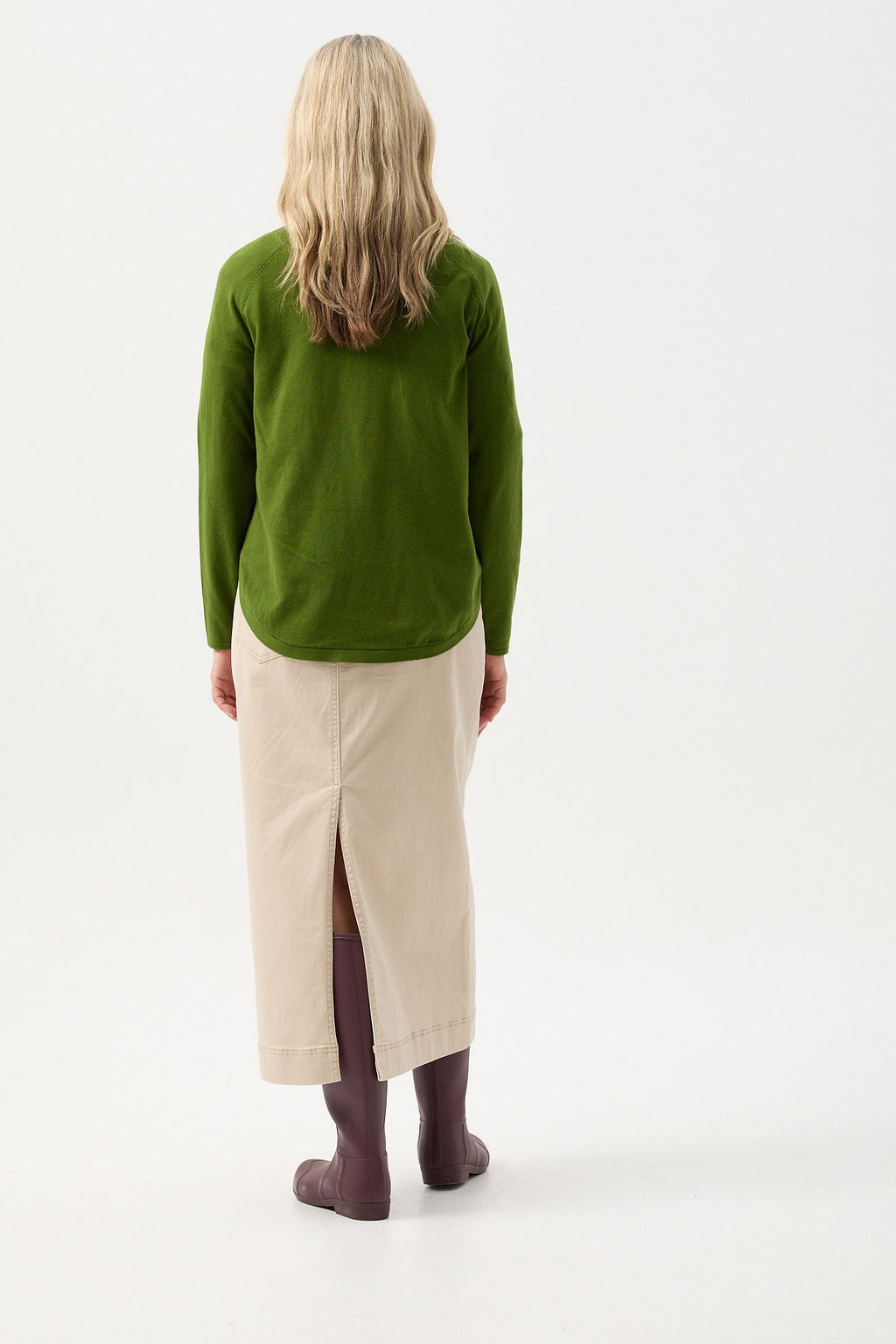 Goondiwindi Cotton Knitwear Cotton Cashmere Raglan Crew Neck Jumper - Herb Garden