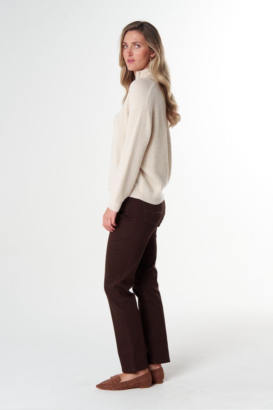 Goondiwindi Cotton Knitwear Jillaroo ½ Zip Merino Cotton Jumper - Whipped Cream
