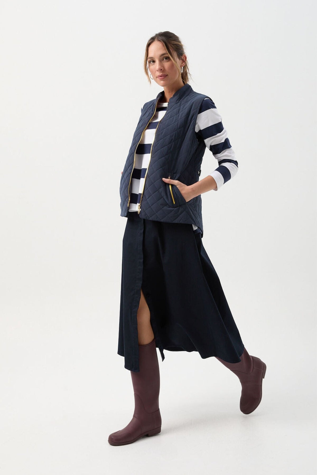 Goondiwindi Cotton Outerwear Longline Quilted Vest - Navy