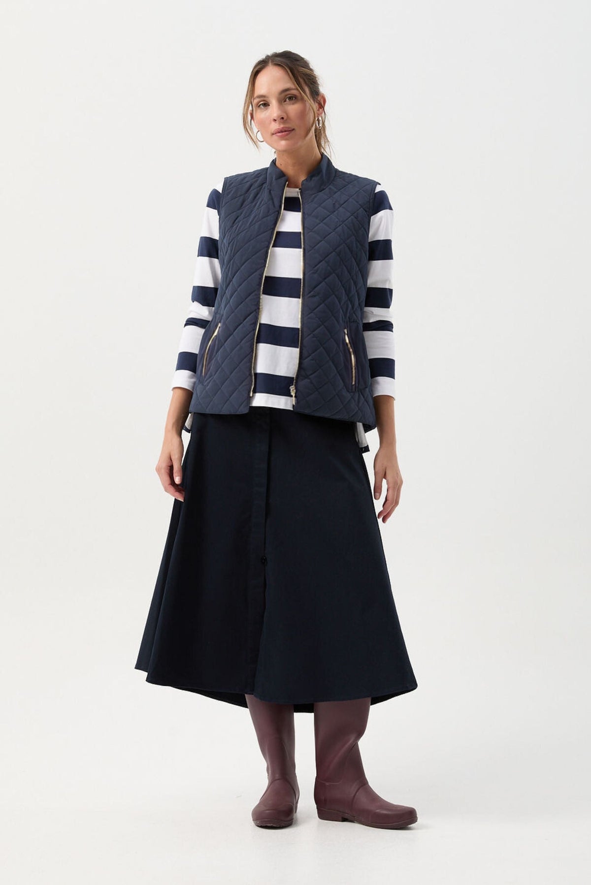 Goondiwindi Cotton Outerwear Longline Quilted Vest - Navy
